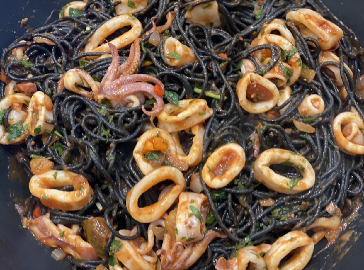 Squid Ink Pasta with Calamari 3CatsFoodie