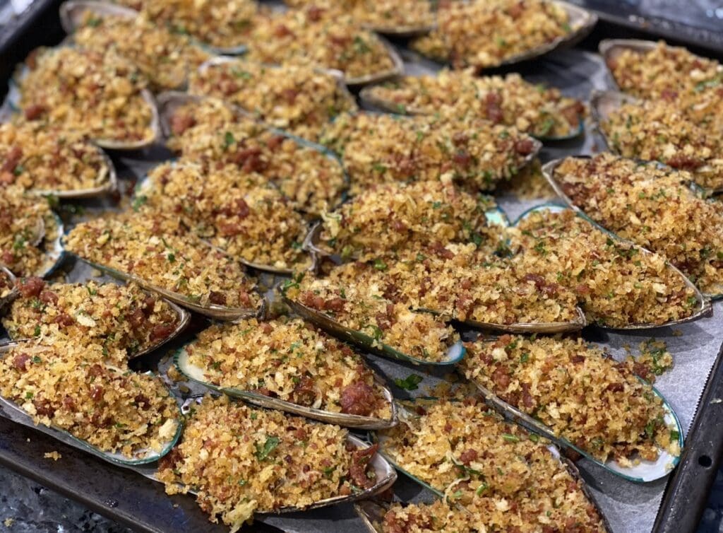 Mussels with Chorizo Crumbs