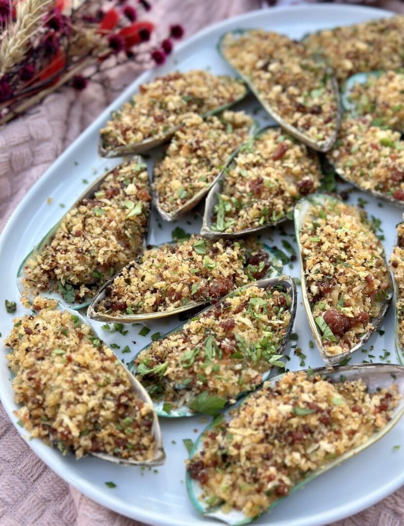 Mussels with Chorizo Crumbs