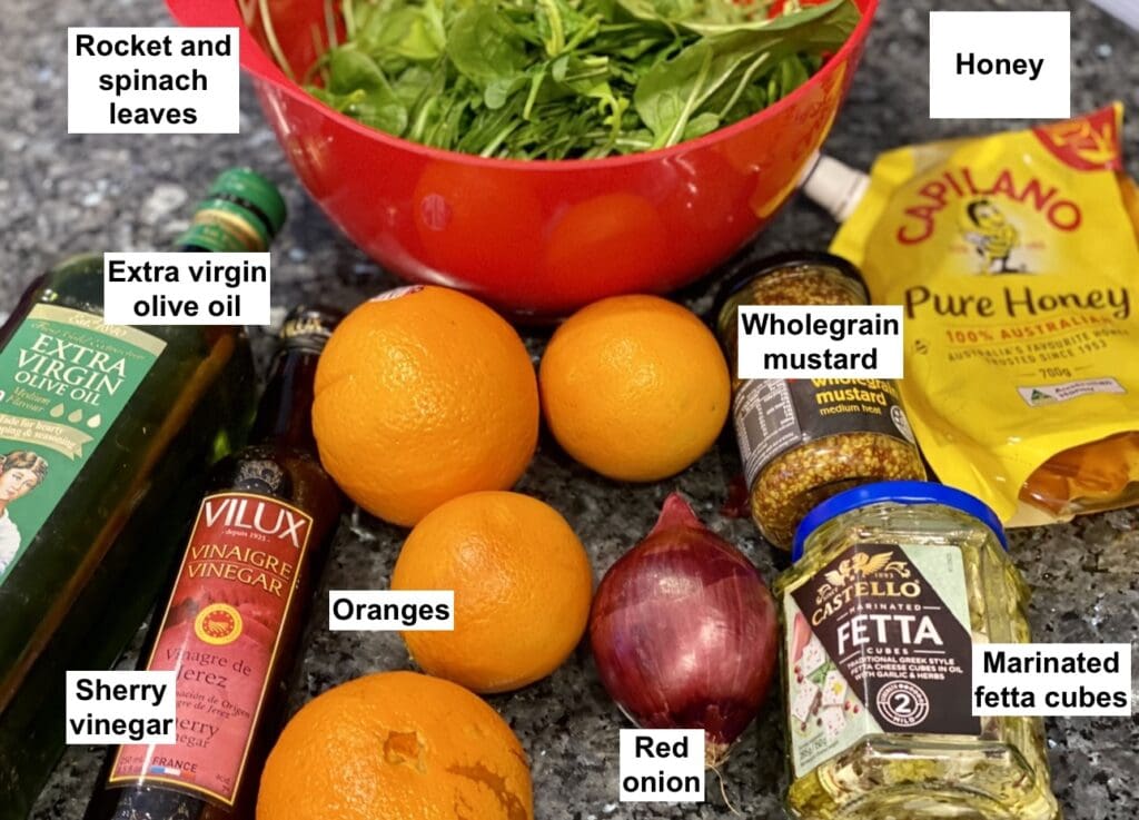 Ingredients for Orange Salad with Fetta