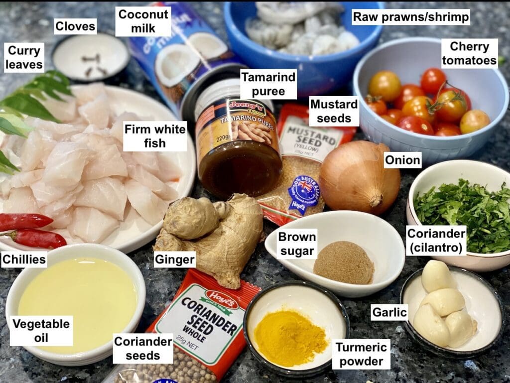 Ingredients for Indian Fish and Curry