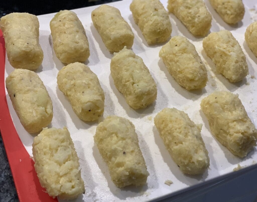 shaping the croquettes