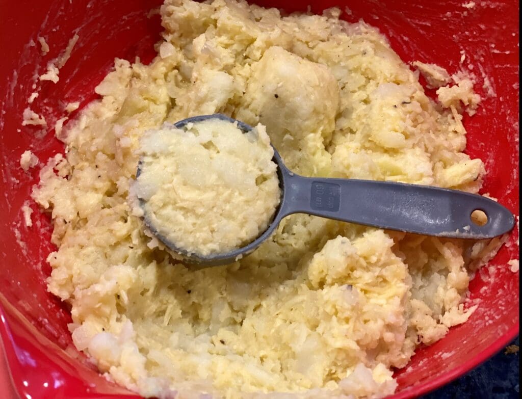 shaping the croquettes