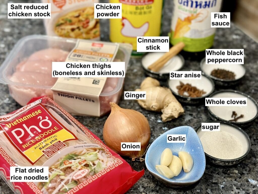 Ingredients for Chicken Pho  