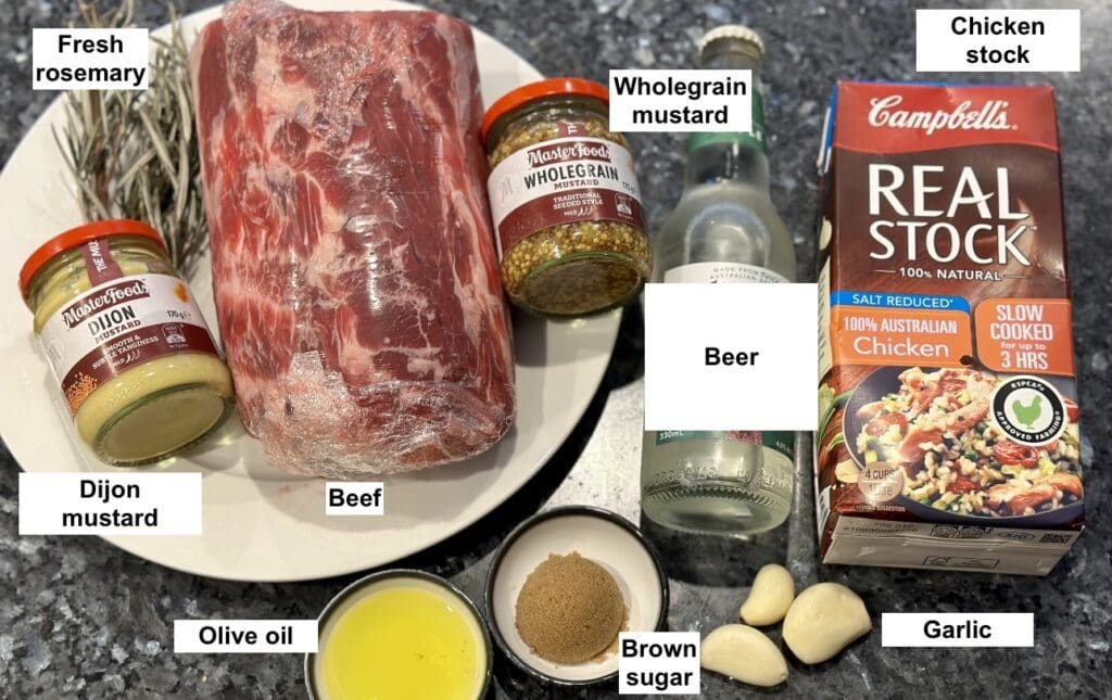 ingredients for Beer Roast Beef