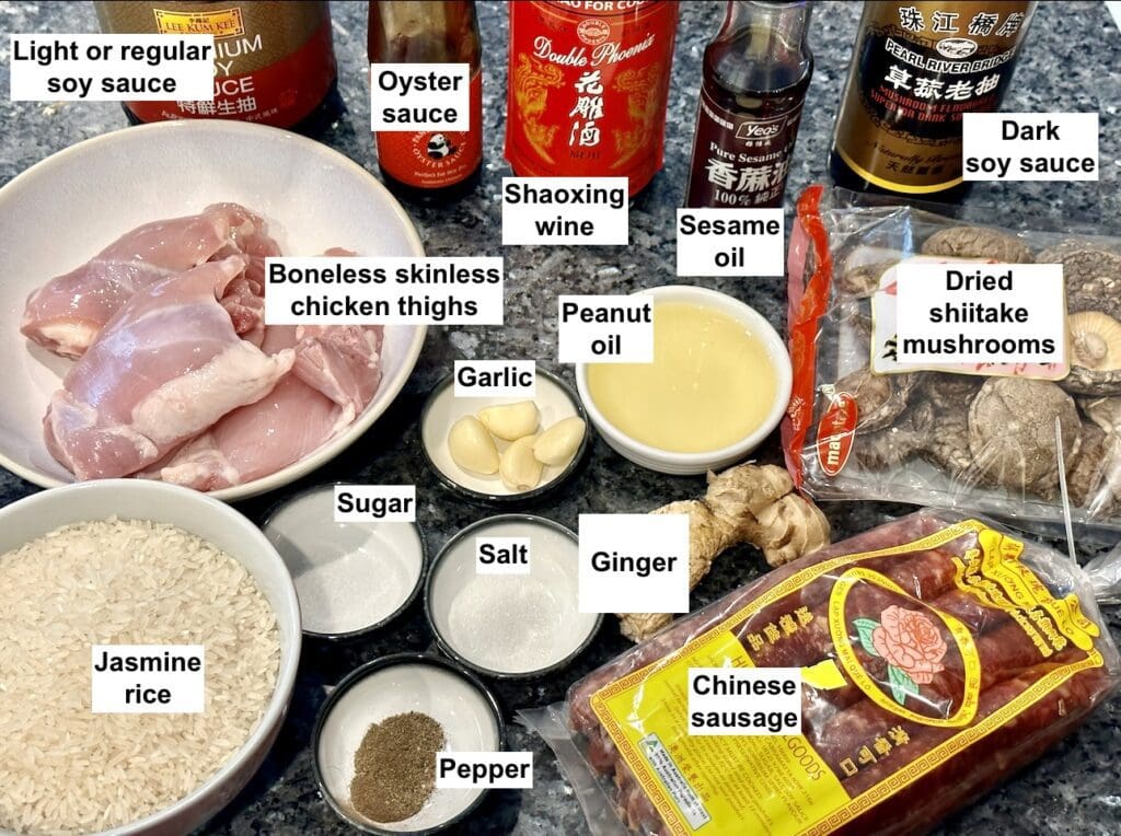 ingredients for Claypot Chicken Rice