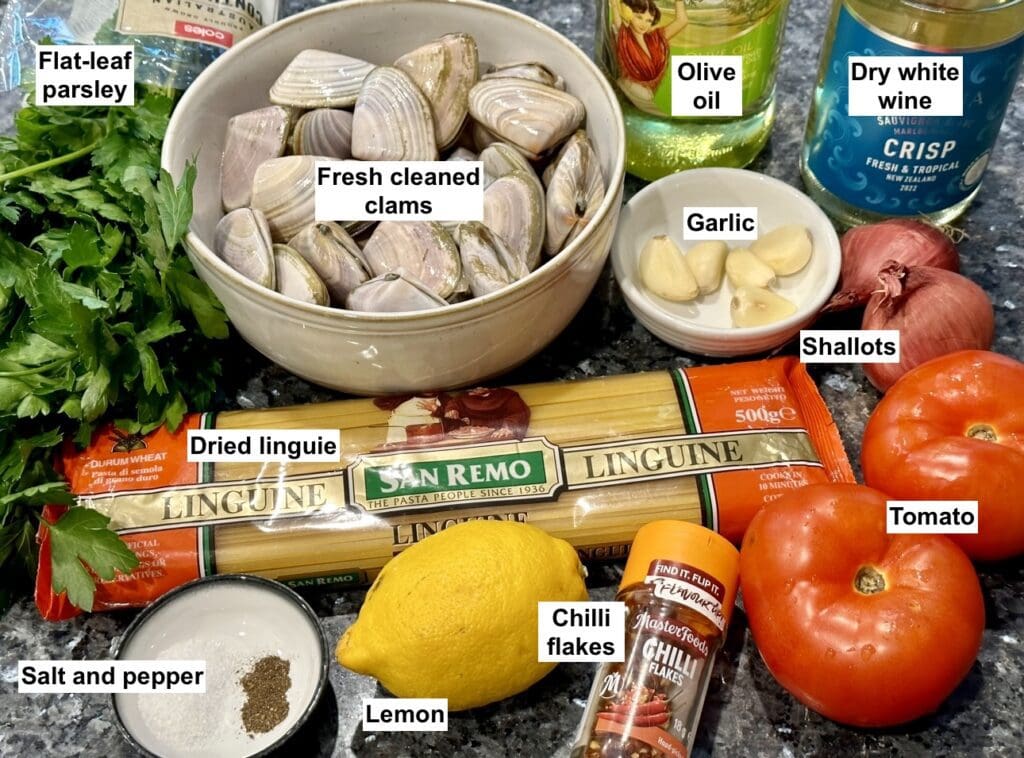 Clam pasta ingredients
