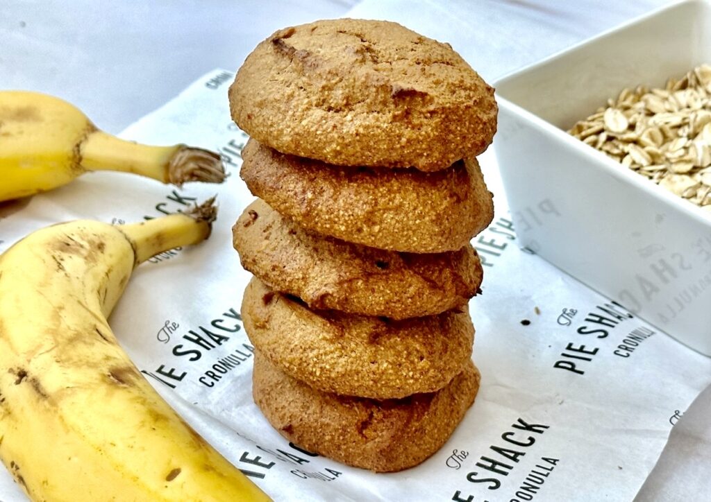 A stack of banana oat cookies.A healthy snack for babies