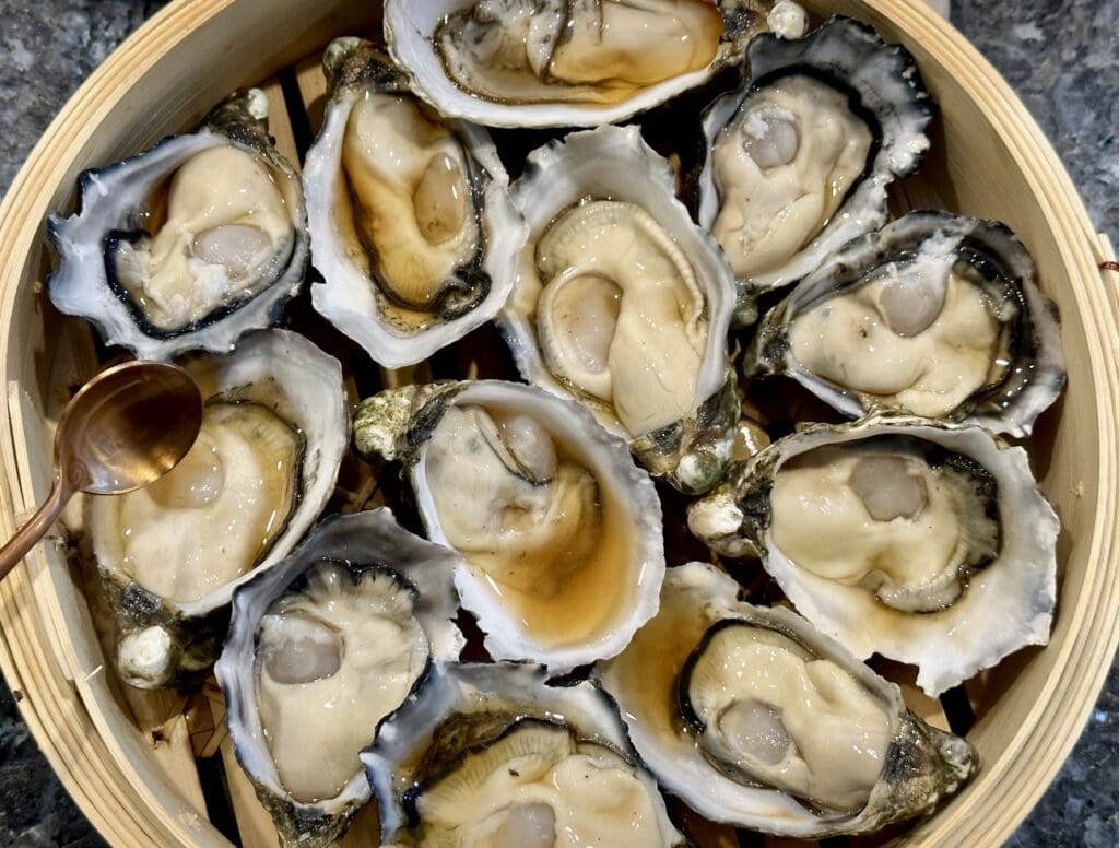 Steamed Oysters with Ginger and Shallots