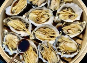 Steamed Oysters with Ginger and Shallots