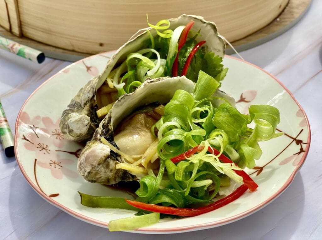 Steamed Oysters with Ginger and Shallots