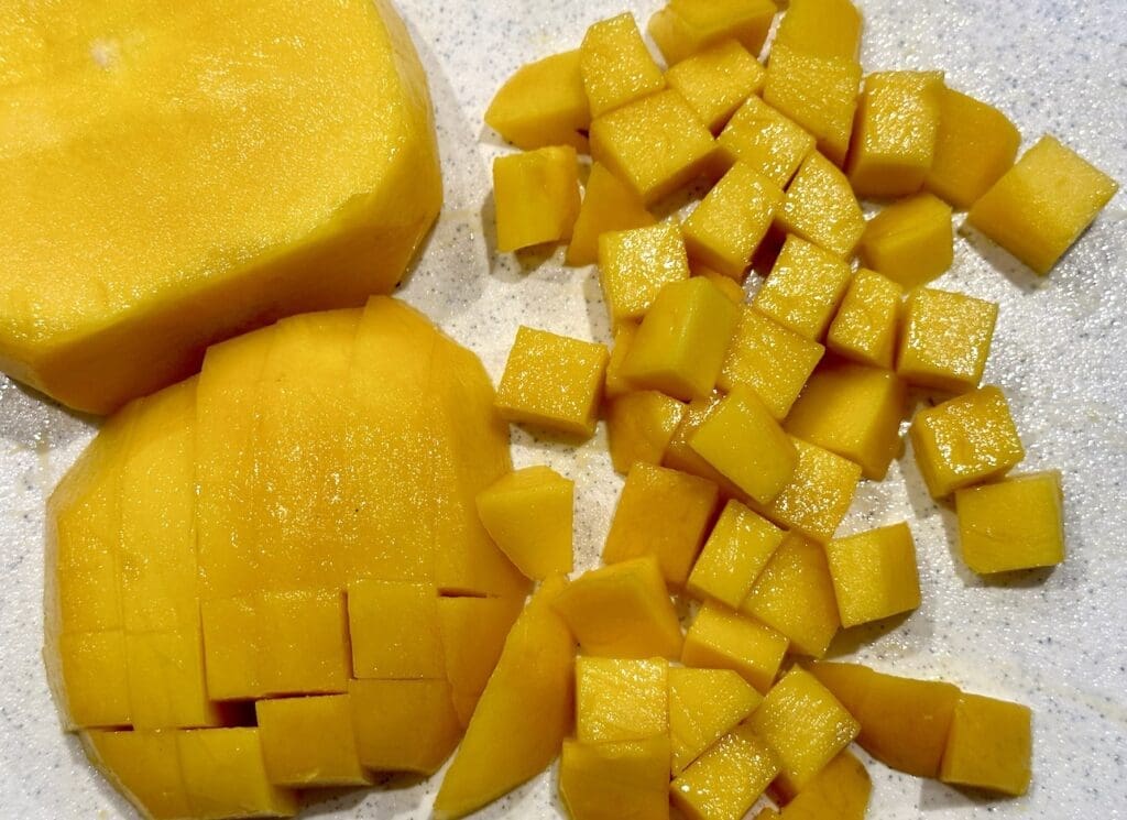 chopped mangoes