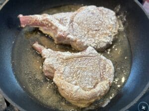 frying the pork chops