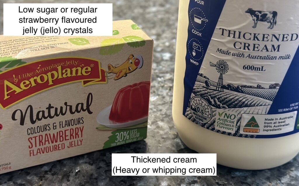 2 ingredients needed to make flummery, jelly and thickened cream