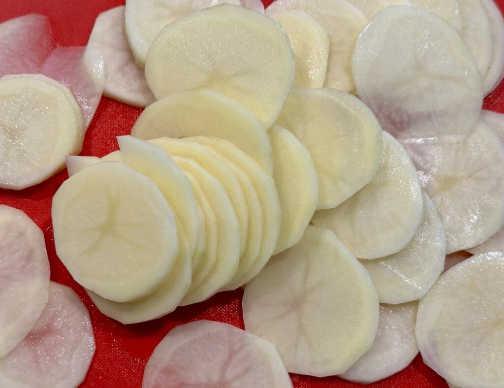preparing the potatoes