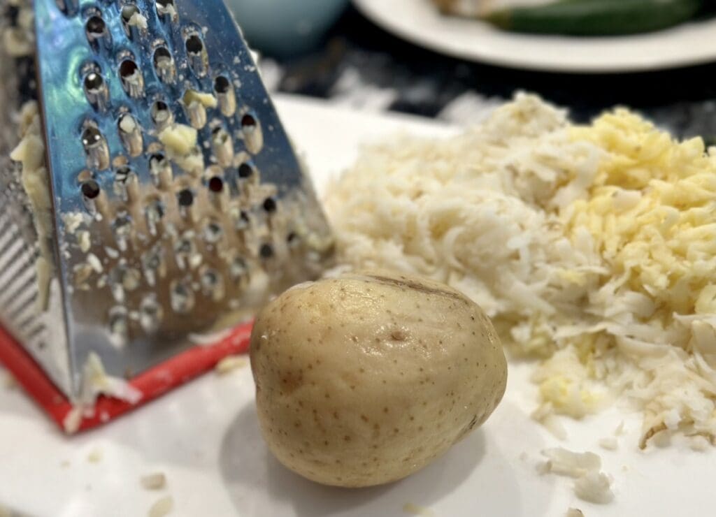 grating potatoes