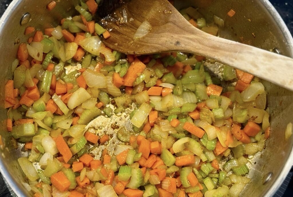 cooking the veggies