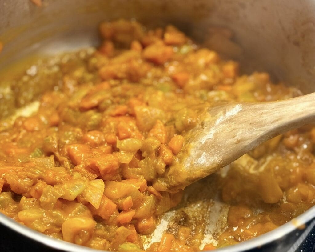 cooking the veggies