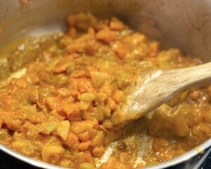 cooking the veggies