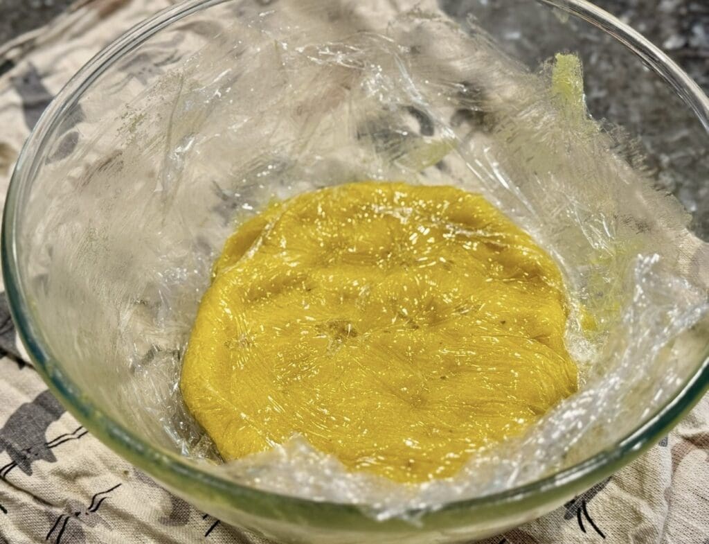 chill dough in plastic wrap