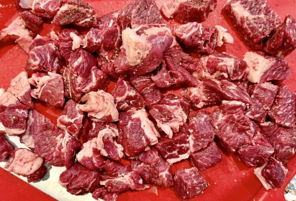 chopping chuck steak