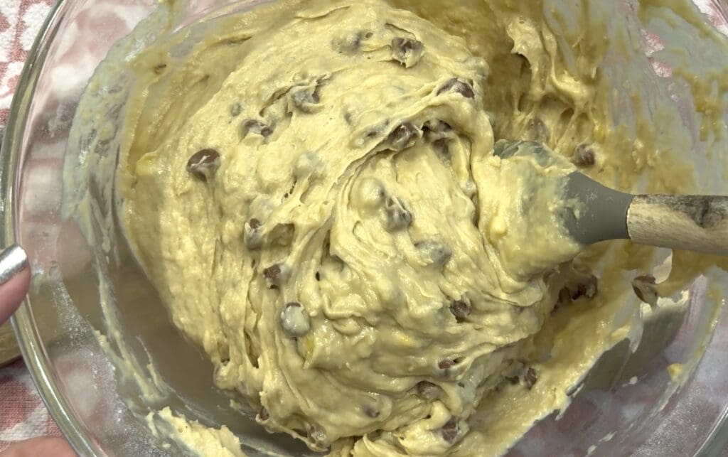 mixing the chocolate