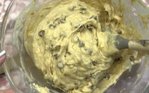 mixing the chocolate