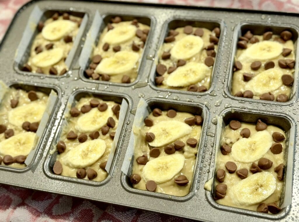 Mini Banana Bread with Chocolate
