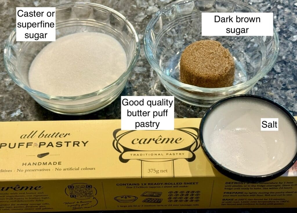 4 ingredients to make brown sugar palmiers